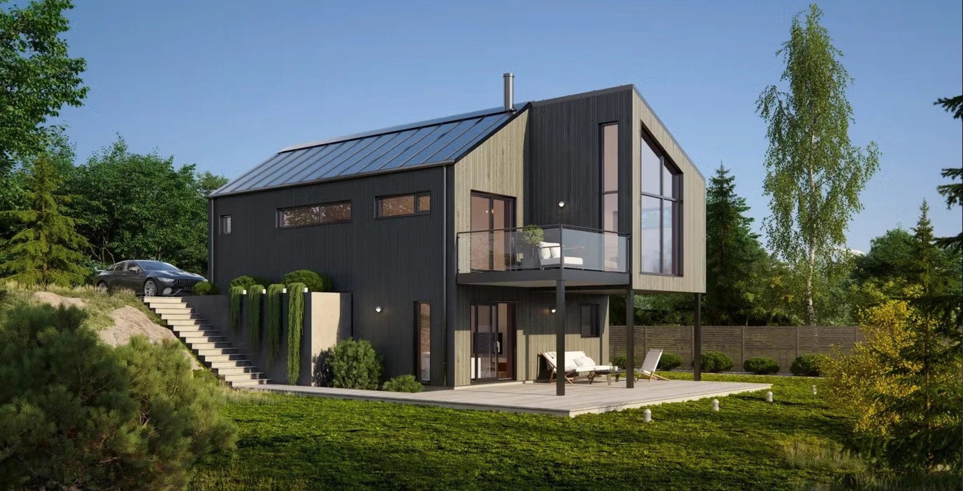 Moderne og stilfull enebolig med flott utsikt i Revetal