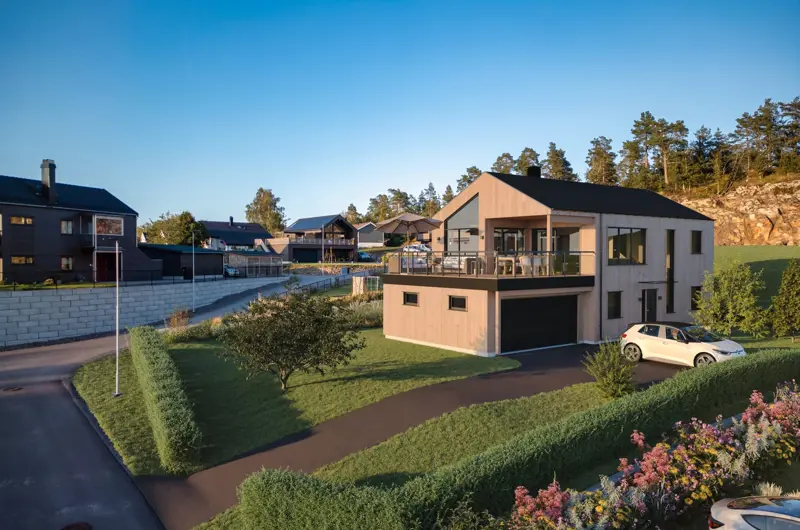 Moderne enebolig med garasje i Revetal